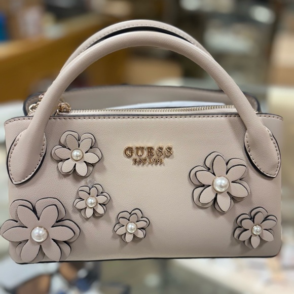 Guess Pearl Floral Mini Bag in Cream - Picture 1 of 6
